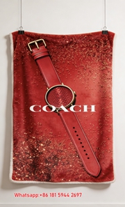 Coach Red Watch Glitter Print Flannel Throw Blanket for Sofa C105
